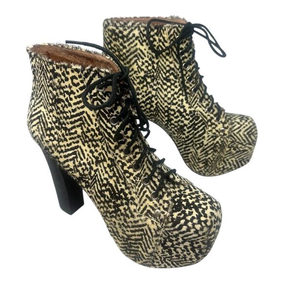 Jeffrey Campbell Lita Havana Last Fur Zebra Platform Booties Size 8 - Picture 2 of 9